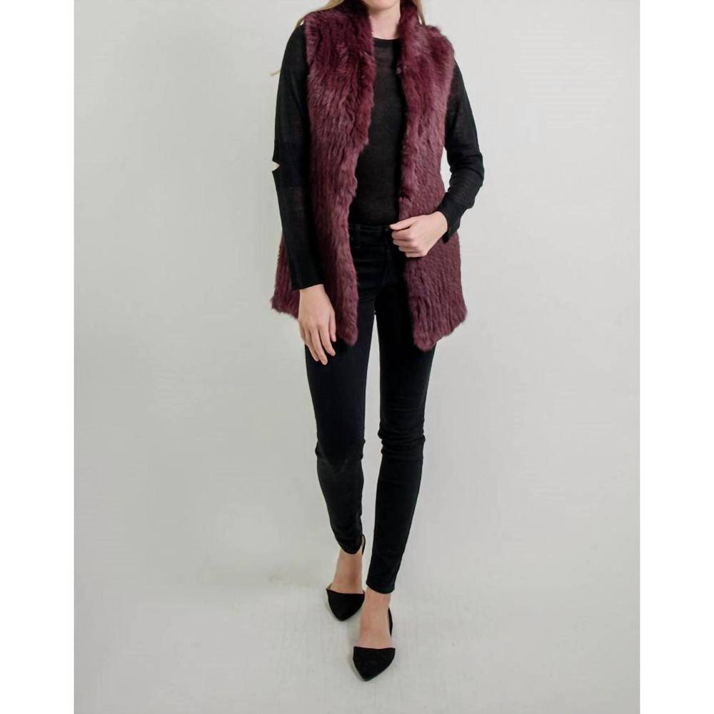 NEW LOVE TOKEN elyse genuine rabbit fur vest in plum